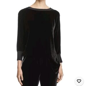 Lafayette 148 Joplin Black Velvet silk blend pullover